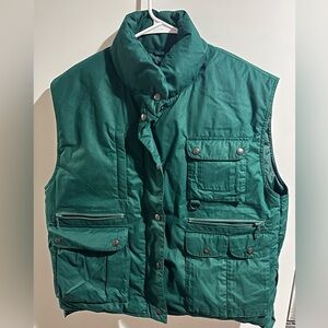 Vintage Eddie Bauer Women’s Goose Down Green Puffer Vest Pockets Gorpcore XL